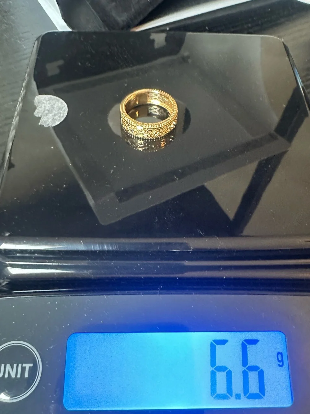 10K Yellow Gold Sapphire Filigree Band Ring 7mm Size 8.5